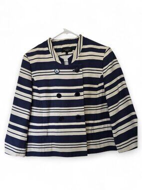 Talbots Nautical Navy & White Striped Blazer